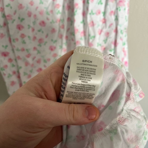 Eileen West Pink Floral Lace Cotton Chemise Nightgown S - Picture 7 of 7